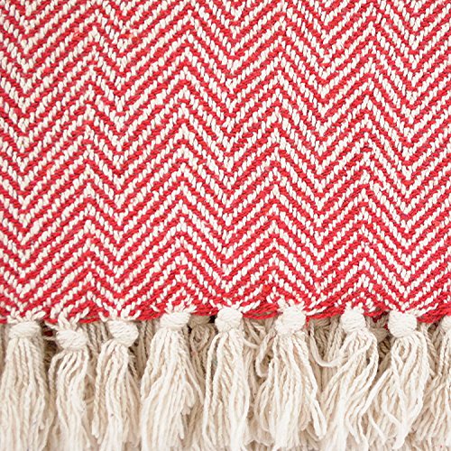 DII Chevron Throw Collection Handloomed Cotton, 50x60, Tango Red - color: Tango Red, size: 50x60"