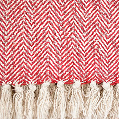 DII Chevron Throw Collection Handloomed Cotton, 50x60, Tango Red - color: Tango Red, size: 50x60"