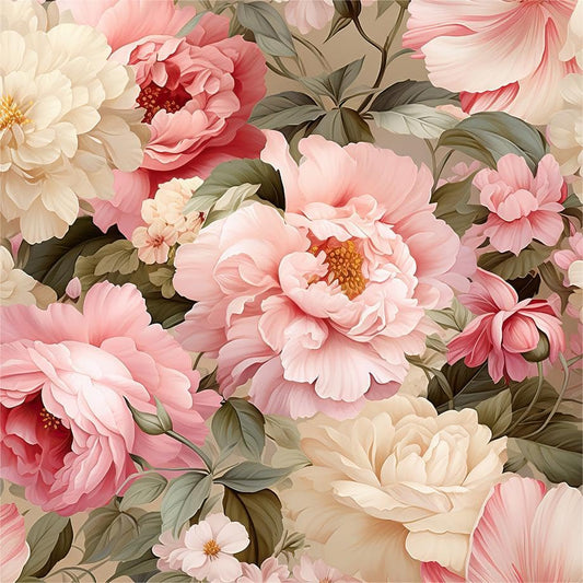 Pink Beige Cream Large Vintage Peony Floral Peel and Stick Wallpaper Wall Decor Self Adhesive Wall Paper Stick on Easy Peel Off Contact for Renter Apartment - color: Pink/Cream, size: 17.7" x 236"
