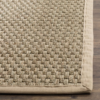 SAFAVIEH Area Rug 4' Round - Natural Fiber Collection - Natural & Beige, Seagrass, Basketweave Pattern with Border (NF114A) - color: Natural/Beige, size: 4' (Round)