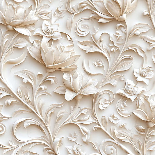 Embossed Beige Gold Ivory Magnolia Floral Peel and Stick Wallpaper Wall Decor Self Adhesive Wall Paper Stick on Easy Peel Off Contact for Renter Apartment - color: Ivory/Gold, size: 17.7" x 118"