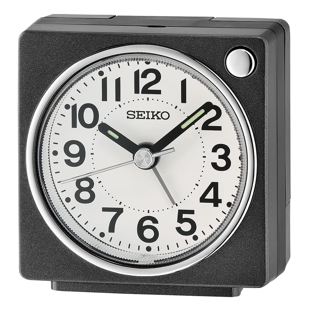 SEIKO Fuji Dark Bedroom Alarm Clock, Metallic Black - color: Metallic Black