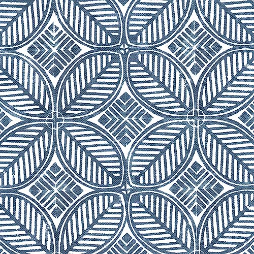HomePop 18" Classic Square Storage Ottoman - Blue Indigo Print - color: Blue Indigo Print