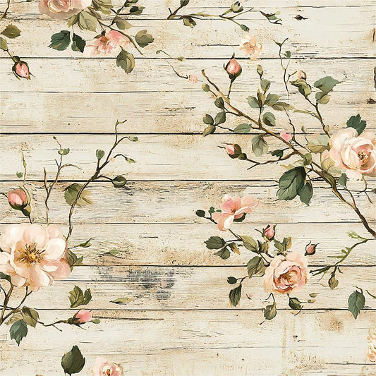 Rustic Wood Pink Wildflower Vine Rose Flower Peel and Stick Wallpaper Contact Paper Vintage Vinyl Stick on Wall Paper for Bedroom Bathroom Kitchen Cabinet Renter Friendly - color: Pink/Beige, size: 17.7" x 236"