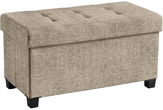 Ornavo Home 30" Large Storage Ottoman Bench with Legs, Taupe | Foot Rest Stool; Ottoman with Hidden Storage; Ideal for Bedroom, Living Room, Entryway or Home Office - color: Tan/Taupe, size: 15"D x 30"W x 15"H