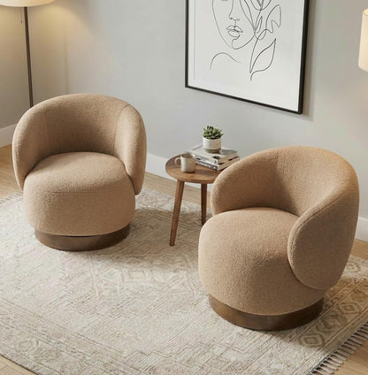 KISLOT Swivel Barrel Accent Chair, Boucle Fabric, Sand, 1-Pack | Modern Style, Upholstered, for Living Room/Bedroom/Waiting Room - color: Sand, size: Pack of 1