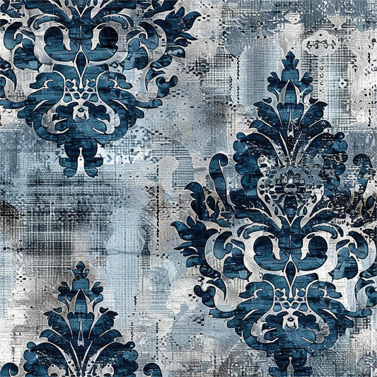 Vintage Ink Blue Navy Damask Flower Peel and Stick Wallpaper Wall Decor Self Adhesive Wall Paper Stick on Easy Peel Off Contact for Renter Apartment - color: Ink/Blue, size: 17.7" x 236"