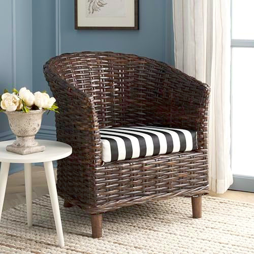Safavieh Home Collection Omni Honey Barrel Chair - color: Brown/Black White Cushion